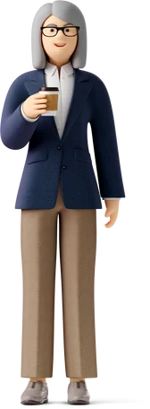 business-3d-old-businesswoman-in-glasses-and-suit-with-paper-coffee-cup